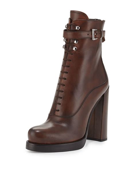 prada patent leather lace up boots|prada leather platform ankle boots.